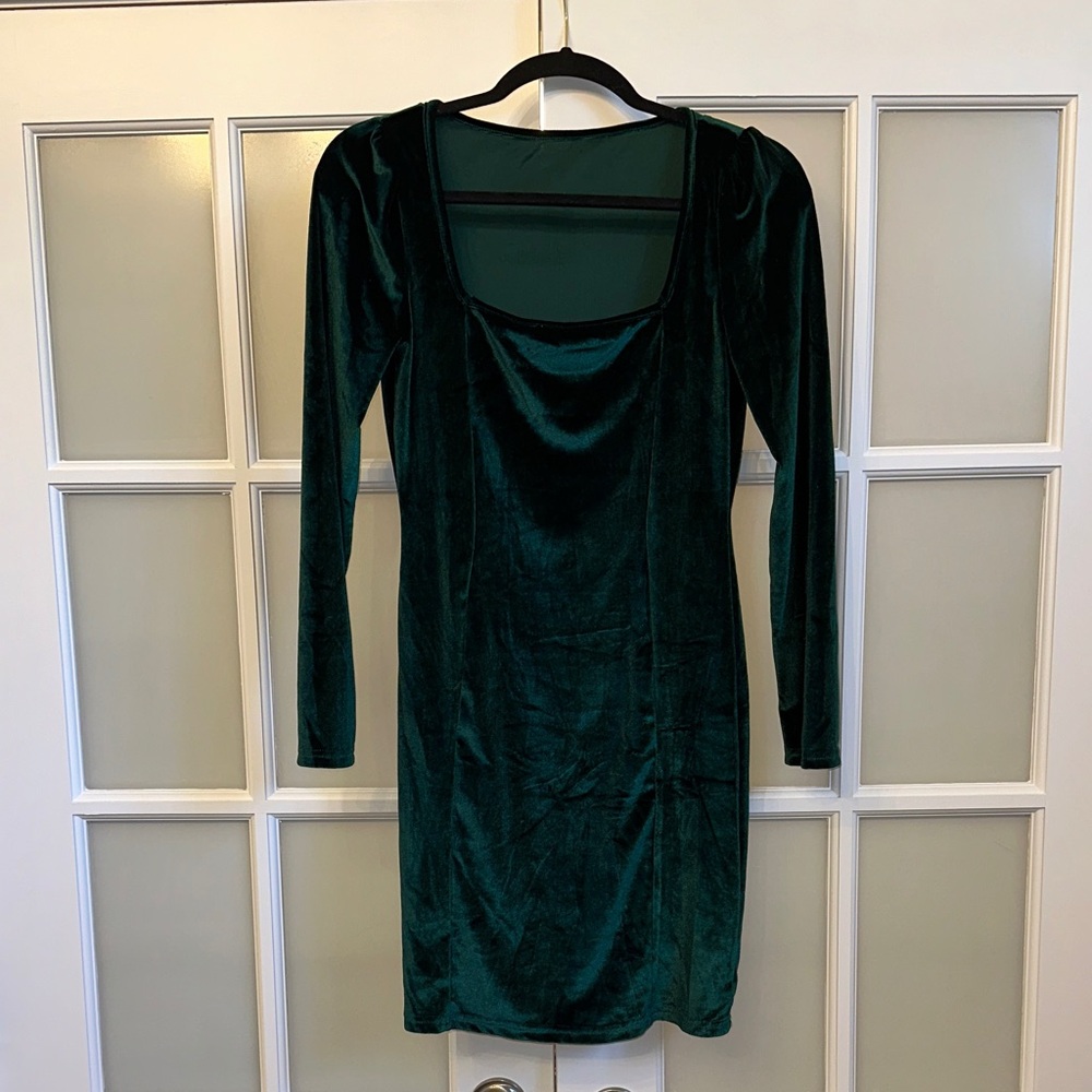 Emerald Green Velvet Mini Dress